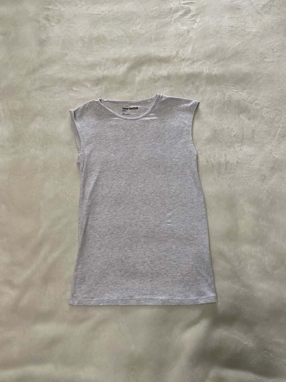 TNA SoChill Aritzia Heather Gray Sleeveless Crew Neck Tank Top